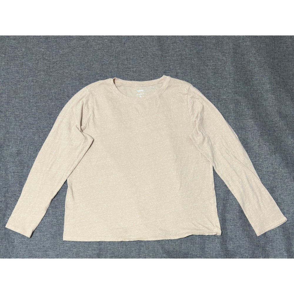 Sonoma Womens XL The Everyday Tee Long Sleeve Tan Slub Knit